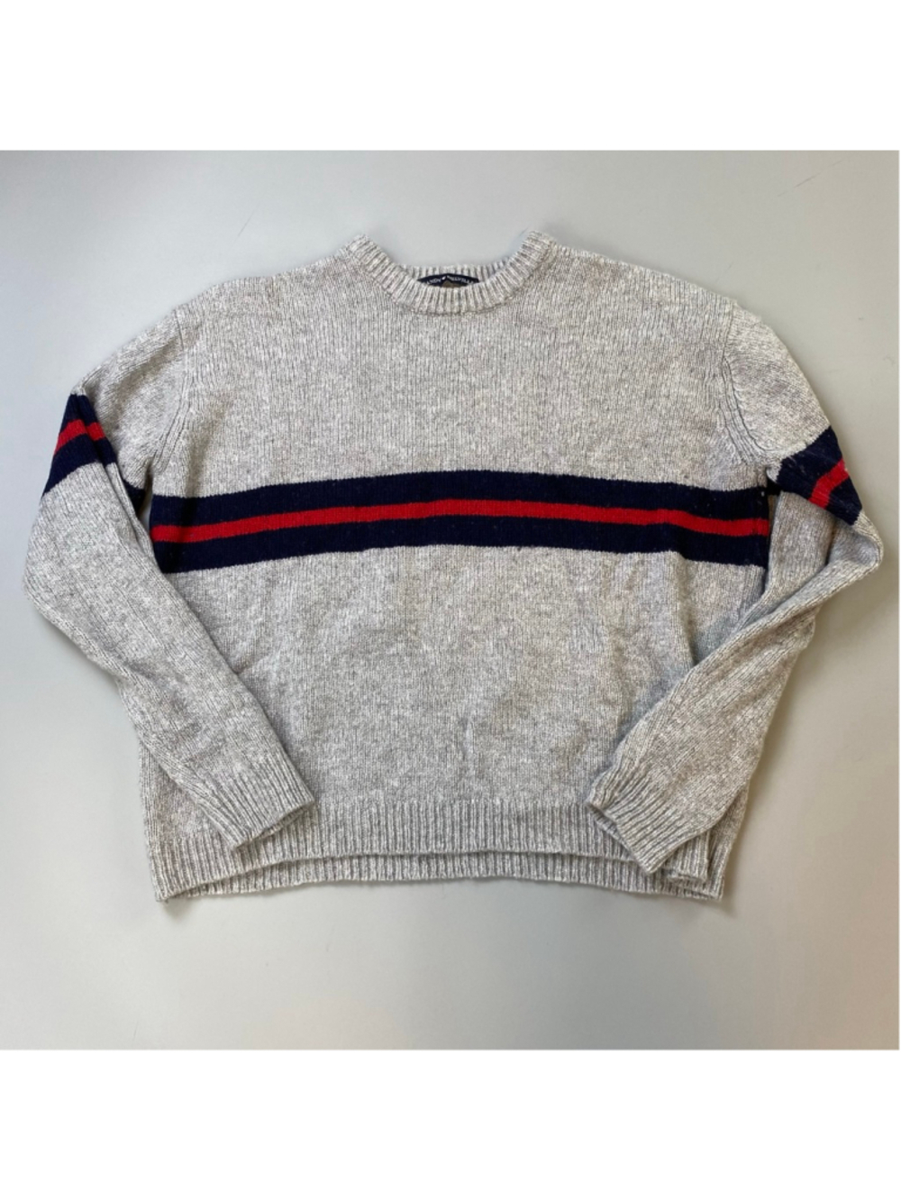 Brandy Melville Sweater Gray Womens One Size Stripe Crop Cashmere Wool Italy